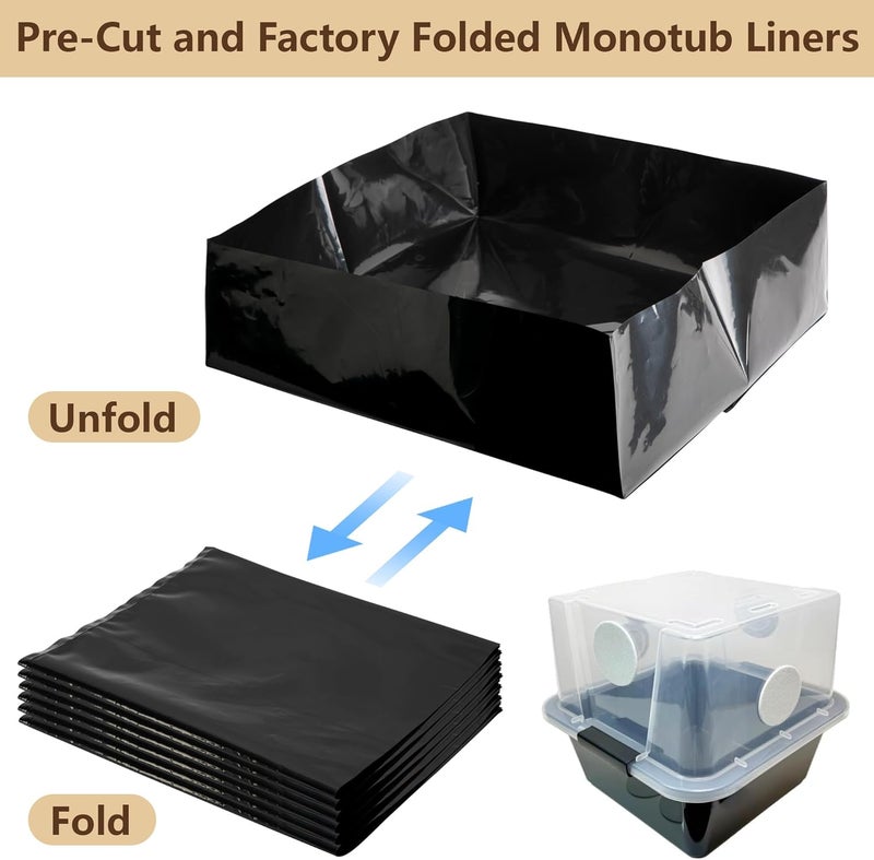 Adnee 12 Pcs Mushroom Monotub Liners-9.5" x 9.5" x 4" Monotub Liner Fit Up to 28 Quart Monotub-Monotub Plastic Liners for Mushroom Growing Supplies Liner Replacement - Image 4